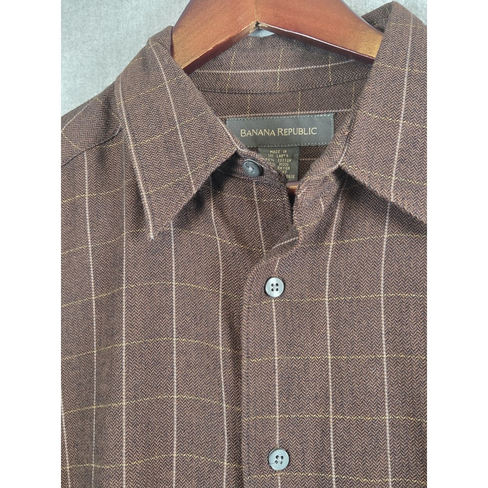 Banana Republic Shirt Mens L Wool Blend Cabin Lumberjack Gorpcore Earthy Brown